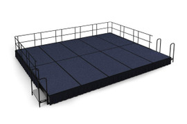 NPS 16' x 20' Stage Package, 16" Height, Blue Carpet, Shirred Pleat Black Skirting National Public Seating Shiffler Furniture and Equipment for Schools
