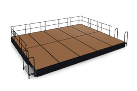 NPS 16'x20' Stage Package, 16" Height, Hardboard Floor, Shirred Pleat Black Skirting National Public Seating Shiffler Furniture and Equipment for Schools
