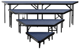 NPS 4 Tier Seated Riser Stage Pie Section, Blue Carpet (36" Deep Tiers) National Public Seating Shiffler Furniture and Equipment for Schools