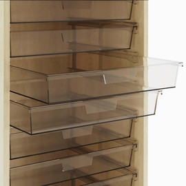 Diversified Woodcrafts Mobile Double Sided Tote Tray Cabinet, Maple, 30 Clear Tote Trays. 21"w x 37"d x 66.50"h Diversified Woodcrafts Shiffler Furniture and Equipment for Schools