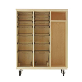 Diversified Woodcrafts Mobile Wardrobe - Tote Cabinet, 14 Clear Tote Trays 42Wx21Dx53.75H, Maple Diversified Woodcrafts Shiffler Furniture and Equipment for Schools