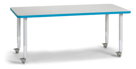 Berries Rectangle Activity Table - 30" X 60", Mobile - Gray/Teal/Gray Jonti-Craft Shiffler Furniture and Equipment for Schools