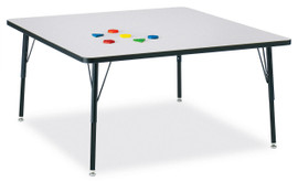 Berries Square Activity Table - 48" X 48", A-height - Gray/Black/Black Jonti-Craft Shiffler Furniture and Equipment for Schools