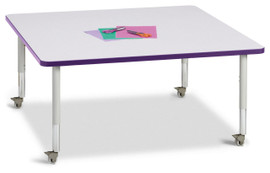 Berries Square Activity Table - 48" X 48", Mobile - Gray/Purple/Gray Jonti-Craft Shiffler Furniture and Equipment for Schools