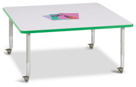 Berries Square Activity Table - 48" X 48", Mobile - Gray/Green/Gray Jonti-Craft Shiffler Furniture and Equipment for Schools