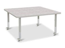 Berries Square Activity Table - 48" X 48", Mobile - Driftwood Gray/Gray/Gray Jonti-Craft Shiffler Furniture and Equipment for Schools