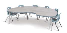 Berries Kidney Activity Table - 48" X 72", A-height - Driftwood Gray/Coastal Blue/Gray Jonti-Craft Shiffler Furniture and Equipment for Schools