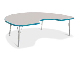 Berries Kidney Activity Table - 48" X 72", E-height - Gray/Teal/Gray Jonti-Craft Shiffler Furniture and Equipment for Schools