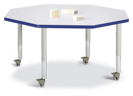 Berries Octagon Activity Table - 48" X 48", Mobile - Gray/Blue/Gray Jonti-Craft Shiffler Furniture and Equipment for Schools