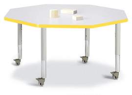 Berries Octagon Activity Table - 48" X 48", Mobile - Gray/Yellow/Gray Jonti-Craft Shiffler Furniture and Equipment for Schools