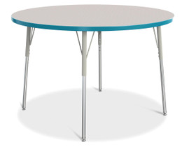 Berries Round Activity Table - 48" Diameter, A-height - Gray/Teal/Gray Jonti-Craft Shiffler Furniture and Equipment for Schools