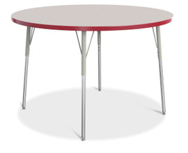 Berries Round Activity Table - 48" Diameter, A-height - Gray/Red/Gray Jonti-Craft Shiffler Furniture and Equipment for Schools
