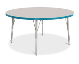 Berries Round Activity Table - 48" Diameter, E-height - Gray/Teal/Gray Jonti-Craft Shiffler Furniture and Equipment for Schools
