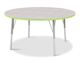 Berries Round Activity Table - 48" Diameter, E-height - Driftwood Gray/Key Lime/Gray Jonti-Craft Shiffler Furniture and Equipment for Schools