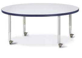 Berries Round Activity Table - 48" Diameter, Mobile - Gray/Navy/Gray Jonti-Craft Shiffler Furniture and Equipment for Schools