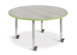 Berries Round Activity Table - 48" Diameter, Mobile - Driftwood Gray/Key Lime/Gray Jonti-Craft Shiffler Furniture and Equipment for Schools