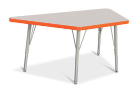 Berries Trapezoid Activity Tables - 24" X 48", E-height - Gray/Orange/Gray Jonti-Craft Shiffler Furniture and Equipment for Schools