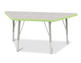 Berries Trapezoid Activity Table - 24" X 48", E-height - Driftwood Gray/Key Lime/Gray Jonti-Craft Shiffler Furniture and Equipment for Schools