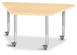 Berries Trapezoid Activity Tables - 24" X 48", Mobile - Maple/Maple/Gray Jonti-Craft Shiffler Furniture and Equipment for Schools
