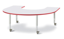 Berries Horseshoe Activity Table - 66" X 60", Mobile - Gray/Red/Gray Jonti-Craft Shiffler Furniture and Equipment for Schools