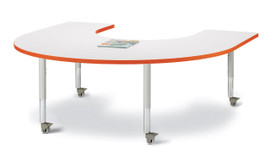 Berries Horseshoe Activity Table - 66" X 60", Mobile - Gray/Orange/Gray Jonti-Craft Shiffler Furniture and Equipment for Schools
