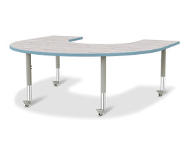 Berries Horseshoe Activity Table - 60" X 66", Mobile - Driftwood Gray/Coastal Blue/Gray Jonti-Craft Shiffler Furniture and Equipment for Schools