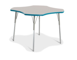 Berries Four Leaf Activity Table, A-height - Gray/Teal/Gray Jonti-Craft Shiffler Furniture and Equipment for Schools