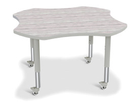 Berries 4-Leaf Activity Table - Mobile - Driftwood Gray/Gray/Gray Jonti-Craft Shiffler Furniture and Equipment for Schools
