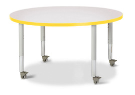 Berries Round Activity Table - 42" Diameter, Mobile - Gray/Yellow/Gray Jonti-Craft Shiffler Furniture and Equipment for Schools
