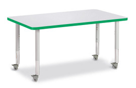 Berries Rectangle Activity Table - 30" X 48", Mobile - Gray/Green/Gray Jonti-Craft Shiffler Furniture and Equipment for Schools