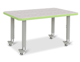 Berries Rectangle Activity Table - 24" X 36", Mobile - Driftwood Gray/Key Lime/Gray Jonti-Craft Shiffler Furniture and Equipment for Schools