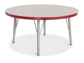 Berries Round Activity Table - 36" Diameter, E-height - Gray/Red/Gray Jonti-Craft Shiffler Furniture and Equipment for Schools