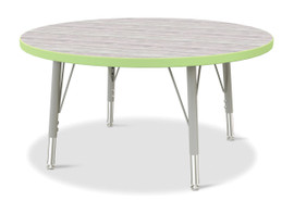 Berries Round Activity Table - 36" Diameter, E-height - Driftwood Gray/Key Lime/Gray Jonti-Craft Shiffler Furniture and Equipment for Schools