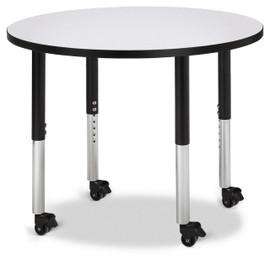 Berries Round Activity Table - 36" Diameter, Mobile - Gray/Black/Black Jonti-Craft Shiffler Furniture and Equipment for Schools