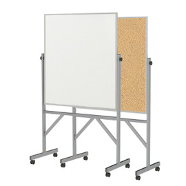 Portable Adjustable Reversible Easel with Two-Sided 24 x 36 Magnetic White  Enamel Coated Steel Whiteboard surface with Flipchart Holder
