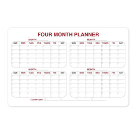 Ghent 4 Month Whiteboard Calendar with Radius Corners, 2'H x 3'W Ghent Shiffler Furniture and Equipment for Schools