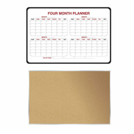 Ghent Work from Home Bundle, 4-Month Planner Whiteboard and Natural Cork Bulletin Board, 2'H x 3'W Ghent Shiffler Furniture and Equipment for Schools