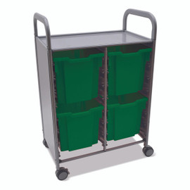Callero Double Cart with 4 Jumbo trays in Grass Green Gratnells Shiffler Furniture and Equipment for Schools