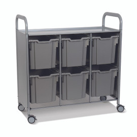 Callero Triple Cart in Silver w/ 6 Jumbo F3 Trays in Silver Gratnells Shiffler Furniture and Equipment for Schools