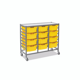 Dynamis Triple Cart Set 7 Silver (44) with 3" 2 Braked Casters & Optional Feet and 12 , 6 inch deep Sunshine Yellow (02) Trays Gratnells Shiffler Furniture and Equipment for Schools