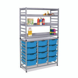 Dynamis Combo Cart Set 12 Silver (44) with feet 3 shelves 12-6 inch deep Cyan Blue (26)Trays Gratnells Shiffler Furniture and Equipment for Schools