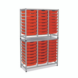 Dynamis Combo Cart Set 20 Silver (44) with feet 48 Shallow 3 inch deep Tropical Orange (01) Trays Gratnells Shiffler Furniture and Equipment for Schools