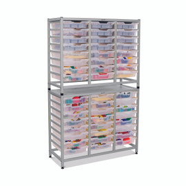Dynamis Combo Cart Set 20 Silver (44) with feet 48 Shallow 3 inch deep Translucent (20) Trays Gratnells Shiffler Furniture and Equipment for Schools