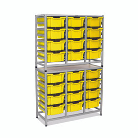 Dynamis Combo Cart Set 21 Silver (44) with feet 24- 6 inch deep Sunshine Yellow (02) Trays Gratnells Shiffler Furniture and Equipment for Schools