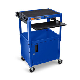 Buy Adjustable-Height Steel AV Cart - Cabinet, Blue | Shiffler