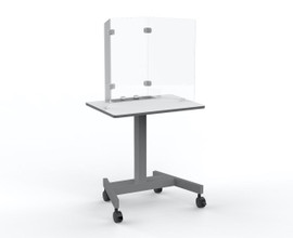 RECLAIM Trifold Acrylic Desk Shield, 12" x 24" Freestanding Clear Luxor Shiffler Furniture and Equipment for Schools