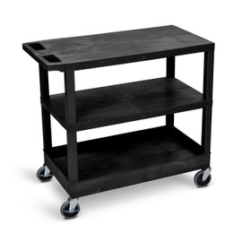 32" x 18" Cart - Two Flat/One Tub Shelves, Black, 400lbs capacity Luxor Shiffler Furniture and Equipment for Schools