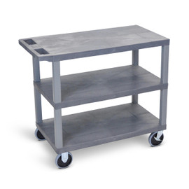 32" x 18" Cart - Three Flat Shelves, HD Gray Luxor Shiffler Furniture and Equipment for Schools