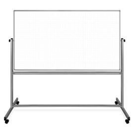 72" x 40" Mobile Magnetic Combination Ghost Grid/Whiteboard Luxor Shiffler Furniture and Equipment for Schools