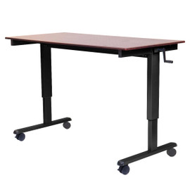 60" High Speed Crank Adjustable Stand Up Desk, Dark Walnut Top Luxor Shiffler Furniture and Equipment for Schools